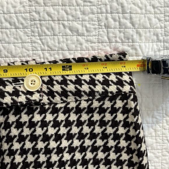 Vineyard Vines Black & Cream Wool Skirt W/ Silk Trim Shep & Ian Houndstooth - Picture 6 of 6